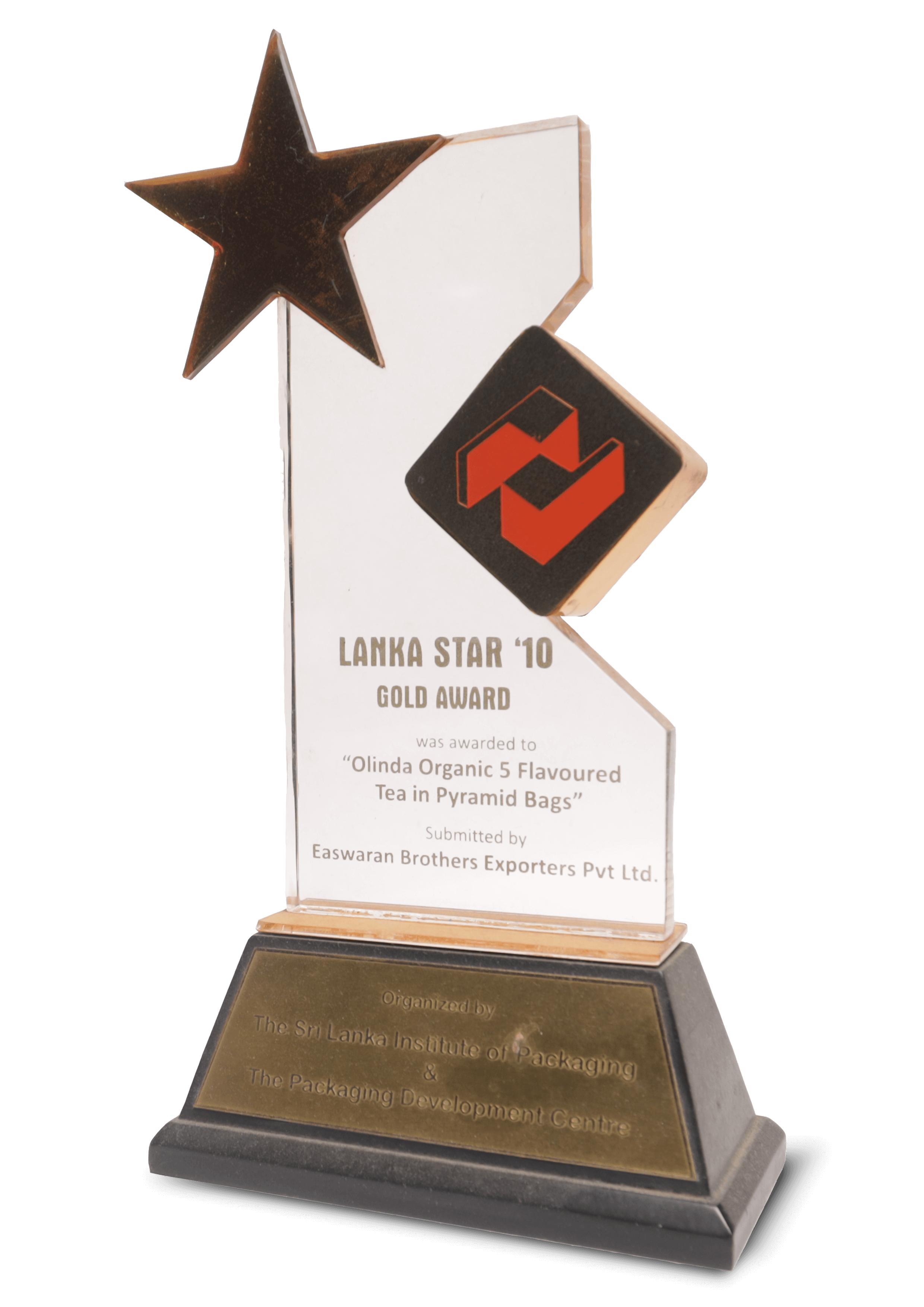 Lanka Star 2010 – Golden Award for Olinda Organic 5 Flavored Tea in Pyramid Bags